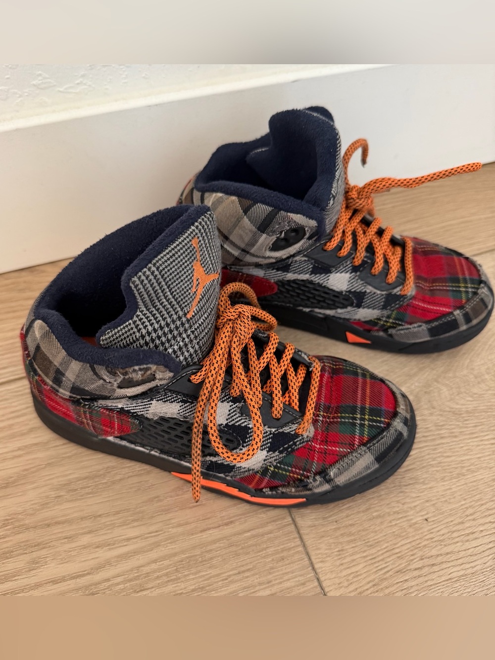 Nike Kids Air Jordan Retro 5 Plaid High-Top Sneakers 2Y